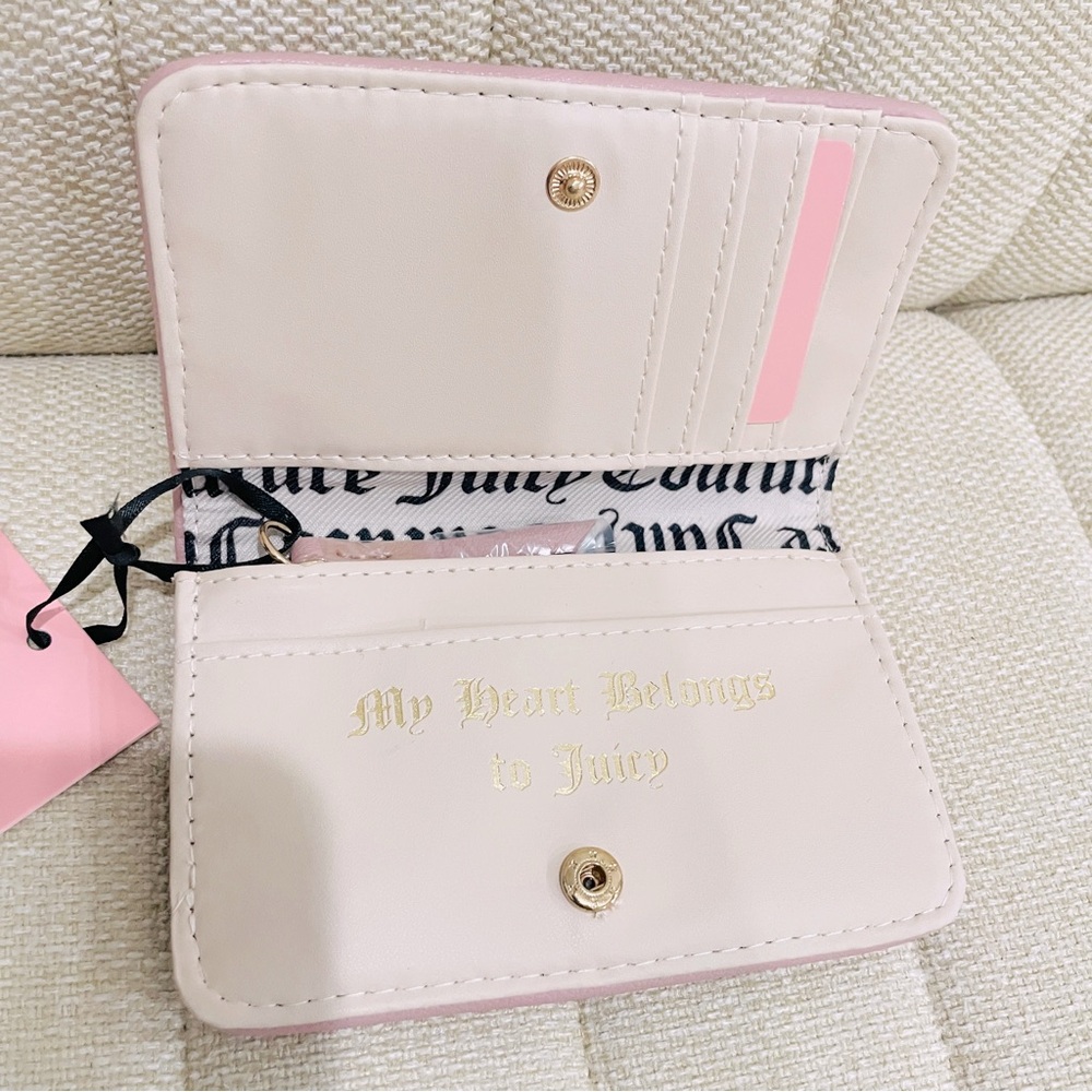 NEW Juicy Couture Pink Quilted Logo Bifold Wallet JC Monogram NWT - Picture 3 of 5